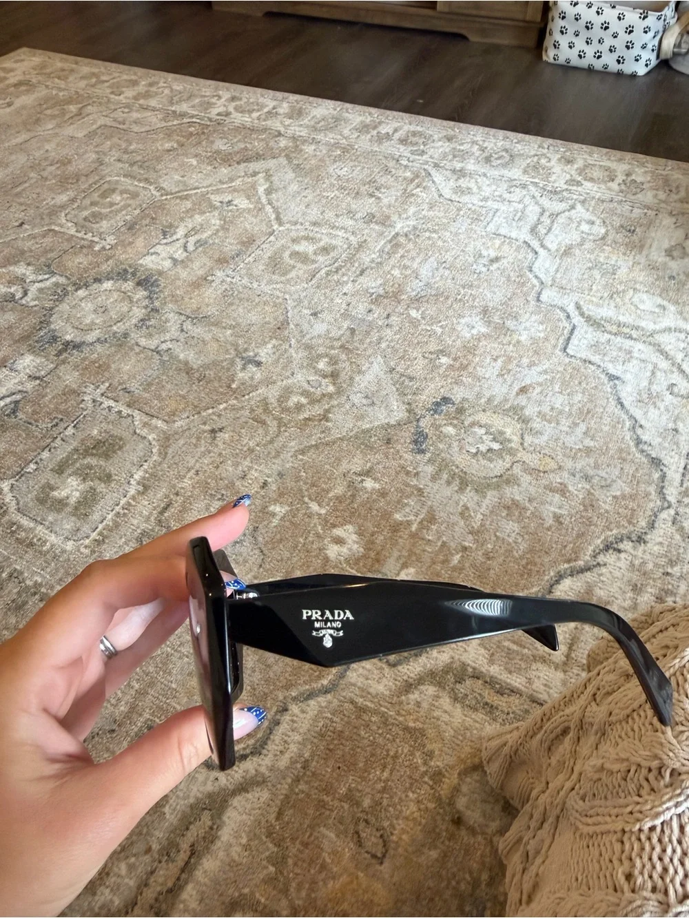 Prada Black Geometric Women's Sunglasses